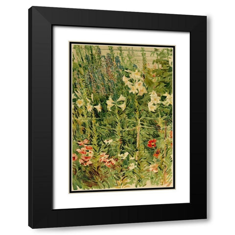 Larkspurs and Lilies Black Modern Wood Framed Art Print with Double Matting by Hassam, Childe