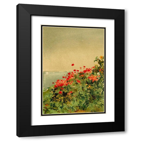 Poppy Bank Black Modern Wood Framed Art Print with Double Matting by Hassam, Childe