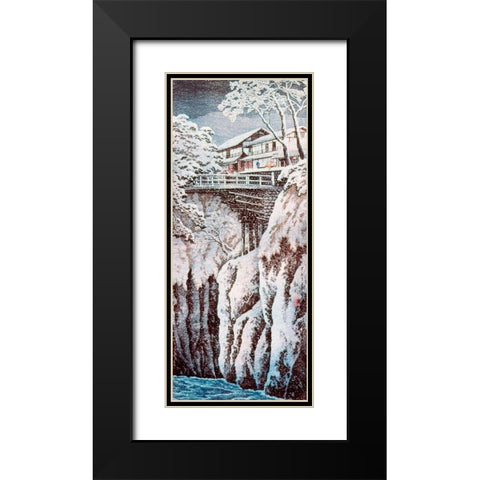 Koshu Monkey Bridge Black Modern Wood Framed Art Print with Double Matting by Takahashi, Hiroaki