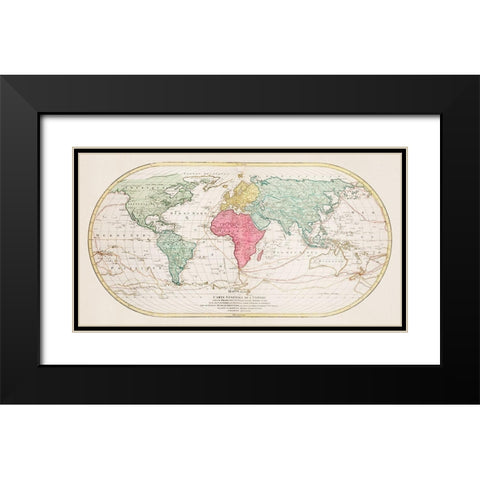 World Map or General Map of the Universe Black Modern Wood Framed Art Print with Double Matting by Lotter, Mathieu Albert