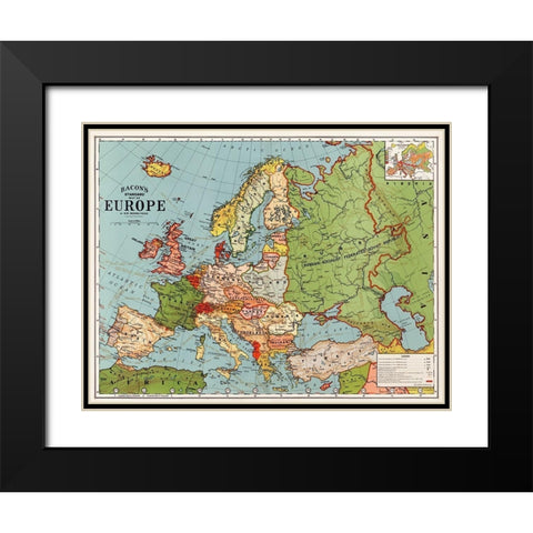 Bacons standard map of Europe Black Modern Wood Framed Art Print with Double Matting by Bacon, George Washington