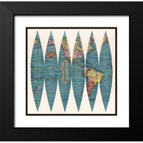 New twelve inch terrestrial globe Black Modern Wood Framed Art Print with Double Matting by Rand McNally and Company