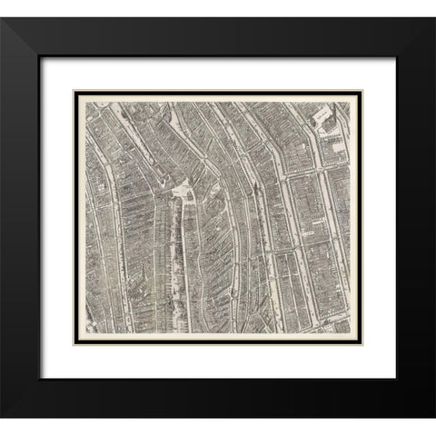 Map of Amsterdam Black Modern Wood Framed Art Print with Double Matting by Florisz, Balthasar