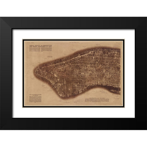 New York City Detail-photographed from two miles up in the air Black Modern Wood Framed Art Print with Double Matting by The Lionel Pincus and Princess Firyal Map Division