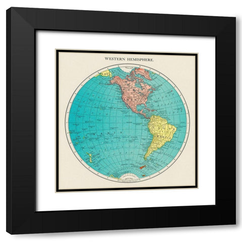 Western Hemisphere-World Atlas Black Modern Wood Framed Art Print with Double Matting by Rand McNally and Company