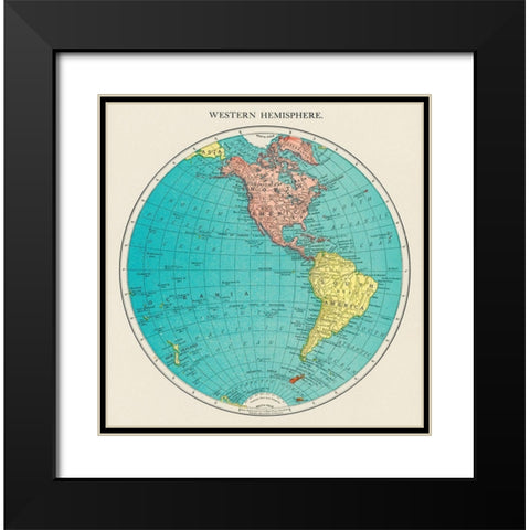 Western Hemisphere-World Atlas Black Modern Wood Framed Art Print with Double Matting by Rand McNally and Company