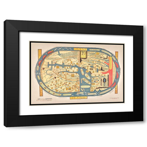 S Beati Liebanensis mappam mundi ad exemplar ecclesiae Snacto Severi 1895 Black Modern Wood Framed Art Print with Double Matting by Maier, Verlag Von Otto