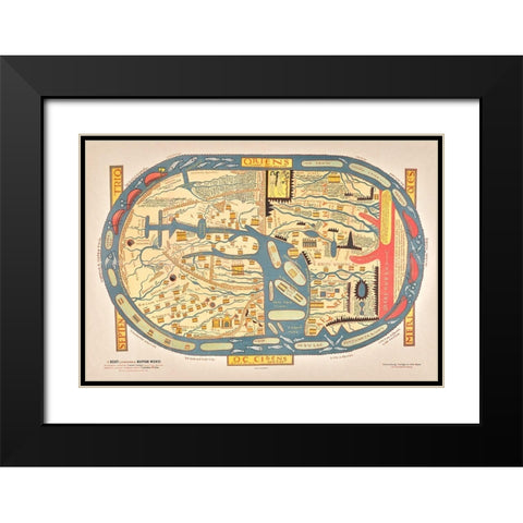 S Beati Liebanensis mappam mundi ad exemplar ecclesiae Snacto Severi 1895 Black Modern Wood Framed Art Print with Double Matting by Maier, Verlag Von Otto