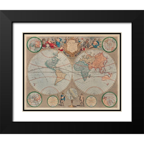 A new map of the world from the latest observations 1720 Black Modern Wood Framed Art Print with Double Matting by Senex, John