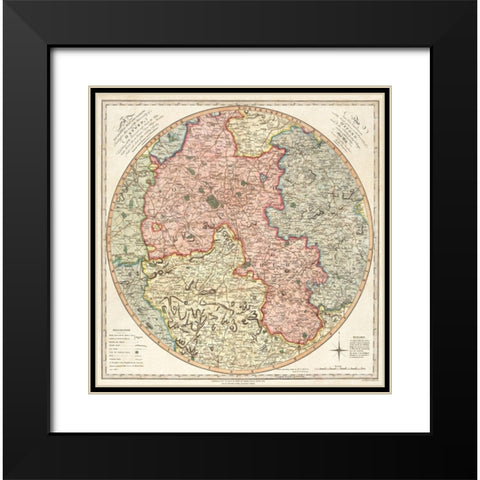 A new and accurate map of the country for twenty five miles round the University of Oxford 1805 Black Modern Wood Framed Art Print with Double Matting by G Pawley and Samuel John Neele