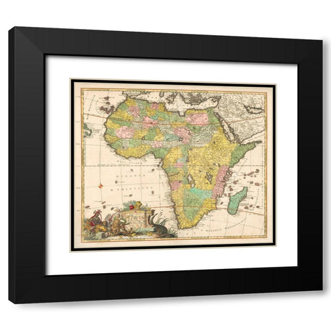 Map of Africa 1690 Black Modern Wood Framed Art Print with Double Matting by Allard, Carel