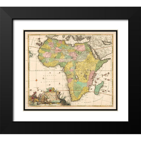 Map of Africa 1690 Black Modern Wood Framed Art Print with Double Matting by Allard, Carel