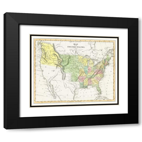 A Moral and Political Sketch of the United States of North America 1833 Black Modern Wood Framed Art Print with Double Matting by Charles Louis Napoleon Achille Murat