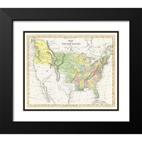 A Moral and Political Sketch of the United States of North America 1833 Black Modern Wood Framed Art Print with Double Matting by Charles Louis Napoleon Achille Murat