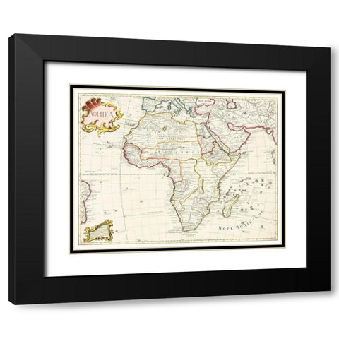 Map of Africa 1722 Black Modern Wood Framed Art Print with Double Matting by The Beinecke Rare Book and Manuscript Library