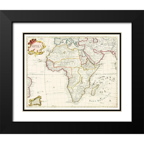 Map of Africa 1722 Black Modern Wood Framed Art Print with Double Matting by The Beinecke Rare Book and Manuscript Library