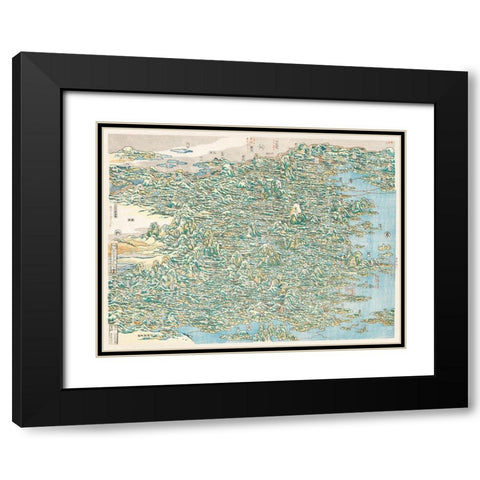Map of China by Katsushika Hokusai Black Modern Wood Framed Art Print with Double Matting by Hokusai, Katsushika