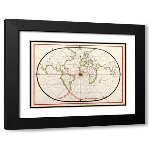 Portolan atlas of the Mediterranean Sea-Western Europe-and the Northwest Coast of Africa 1590 Black Modern Wood Framed Art Print with Double Matting by Olivia, Joan