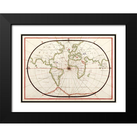 Portolan atlas of the Mediterranean Sea-Western Europe-and the Northwest Coast of Africa 1590 Black Modern Wood Framed Art Print with Double Matting by Olivia, Joan