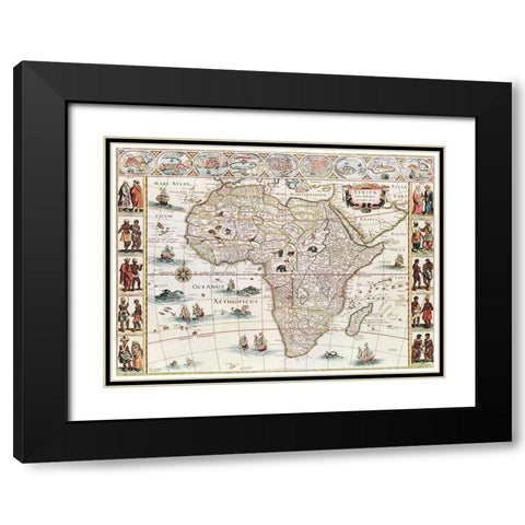 Africae nova descriptio 1690 Black Modern Wood Framed Art Print with Double Matting by Blaeu, Willelm Janszoon