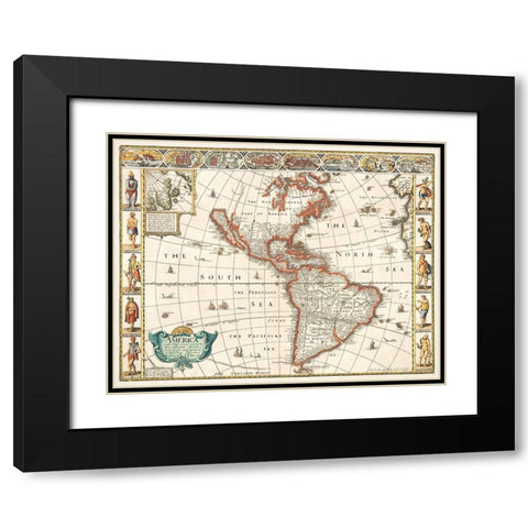 America 1627 Black Modern Wood Framed Art Print with Double Matting by Speed, John