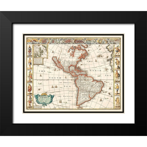 America 1627 Black Modern Wood Framed Art Print with Double Matting by Speed, John