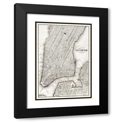 Map of the city of New York-1850 Black Modern Wood Framed Art Print with Double Matting by Library of Congress Geography and Map Division Washington