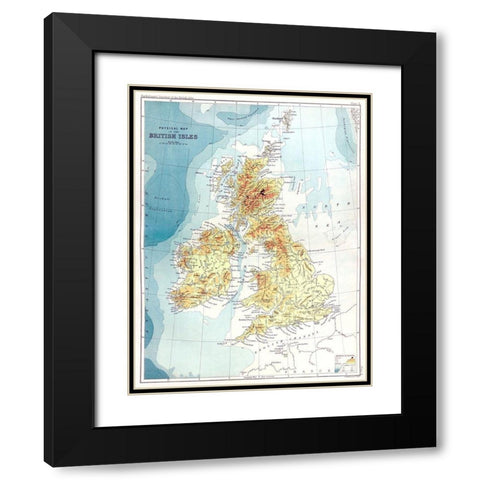 Gazetteer of the British Isles-statistical and topographical 1887 Black Modern Wood Framed Art Print with Double Matting by Bartholomew, John
