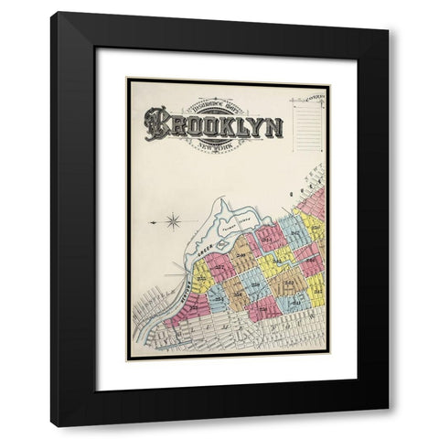 Sanborn Fire Insurance Map from Brooklyn-Kings County-New York 1888 Black Modern Wood Framed Art Print with Double Matting by Sanborn Map Company