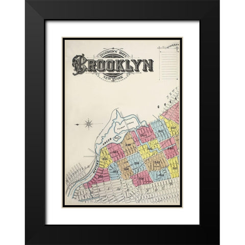 Sanborn Fire Insurance Map from Brooklyn-Kings County-New York 1888 Black Modern Wood Framed Art Print with Double Matting by Sanborn Map Company