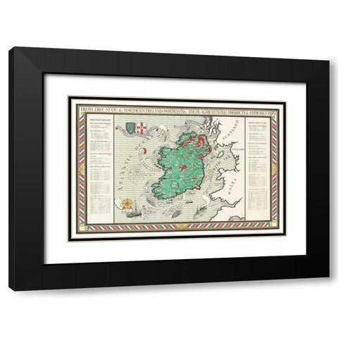 Irish Free State and Northern Ireland 1929 Black Modern Wood Framed Art Print with Double Matting by Gil, MacDonald