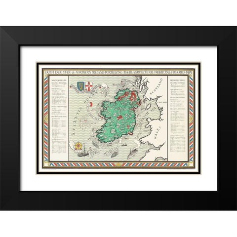 Irish Free State and Northern Ireland 1929 Black Modern Wood Framed Art Print with Double Matting by Gil, MacDonald