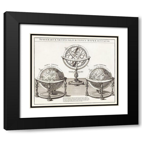 The typical representation of artificial spheres 1712 Black Modern Wood Framed Art Print with Double Matting by Homann, Johann Baptista