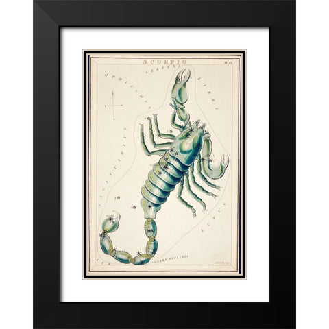 Astronomical chart illustration of the Scorpio Black Modern Wood Framed Art Print with Double Matting by Library of Congress