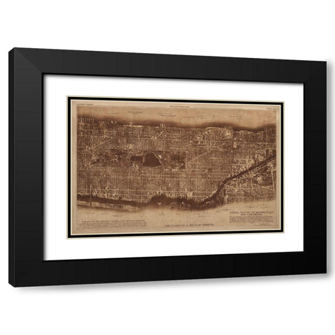 New York City Detail-photographed from two miles up in the air 1922 Black Modern Wood Framed Art Print with Double Matting by The Lionel Pincus and Princess Firyal Map Division