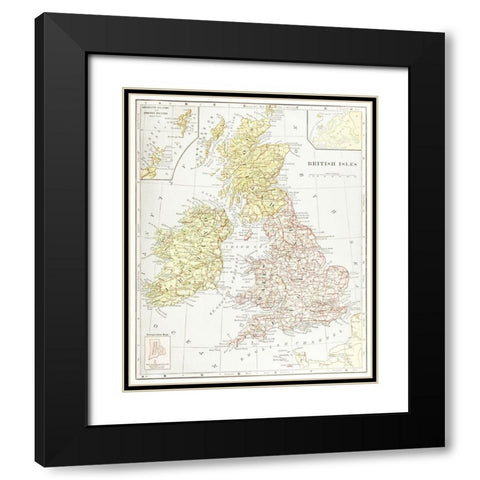 Geography of the British Isles 1886 Black Modern Wood Framed Art Print with Double Matting by Davidson, Thomas McLaren