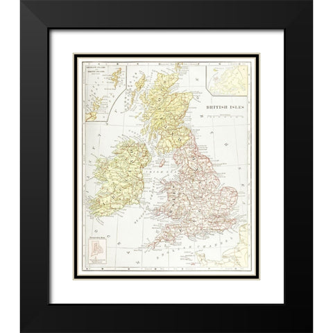 Geography of the British Isles 1886 Black Modern Wood Framed Art Print with Double Matting by Davidson, Thomas McLaren