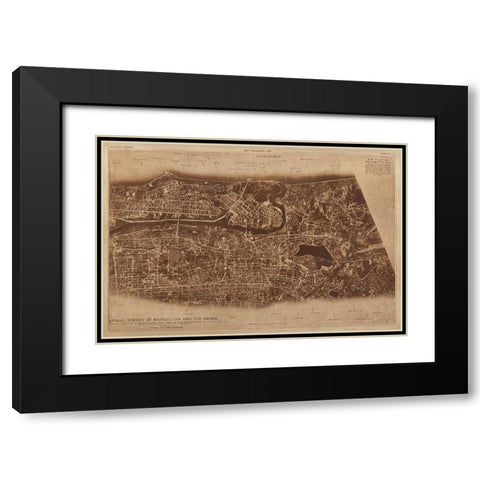 New York City Detail-photographed from two miles up in the air 1922 Black Modern Wood Framed Art Print with Double Matting by The Lionel Pincus and Princess Firyal Map Division