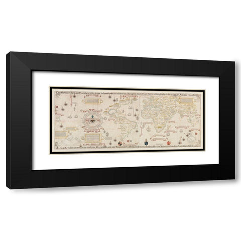 World Map 1900 Black Modern Wood Framed Art Print with Double Matting by Ribeiro, Diogo