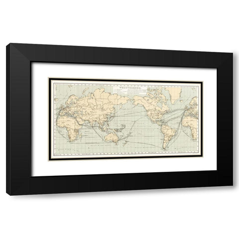 Geographical Statistical World Lexicon 1888 Black Modern Wood Framed Art Print with Double Matting by Metzger, Emil