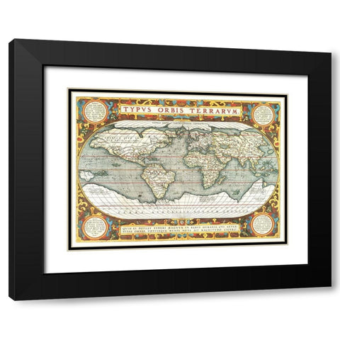 Typus orbis terrarum 1587 Black Modern Wood Framed Art Print with Double Matting by Ortelius, Abraham
