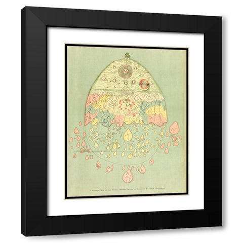 A Burmese map of the world 1906 Black Modern Wood Framed Art Print with Double Matting by Griggs, William