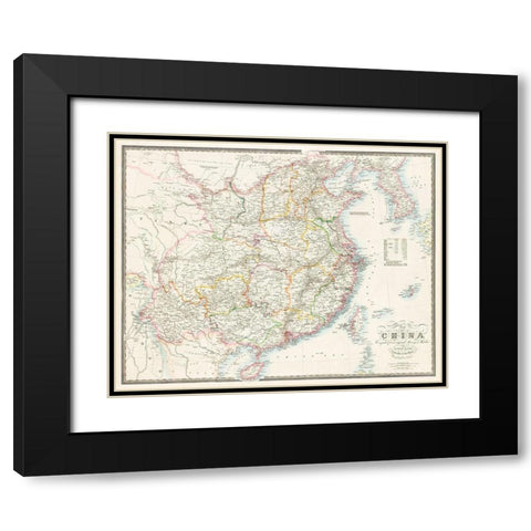 Map of China-1848 Black Modern Wood Framed Art Print with Double Matting by Wyld, James