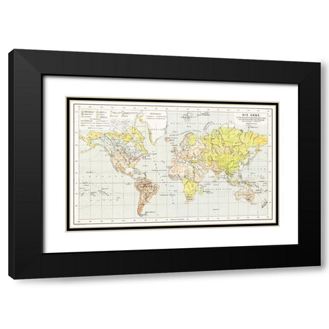 The Earth a general geography and area 1896 Black Modern Wood Framed Art Print with Double Matting by Heiderich, Franz
