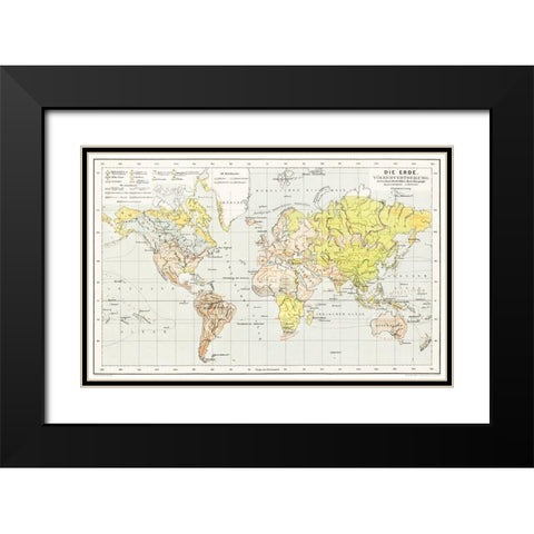 The Earth a general geography and area 1896 Black Modern Wood Framed Art Print with Double Matting by Heiderich, Franz