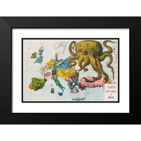 Papagallo no15 the Russian Octopus Year VI Black Modern Wood Framed Art Print with Double Matting by Grossi, Augusto