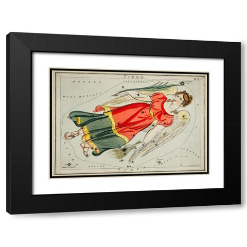 Astronomical chart illustration of the Virgo Black Modern Wood Framed Art Print with Double Matting by Hall, Sidney