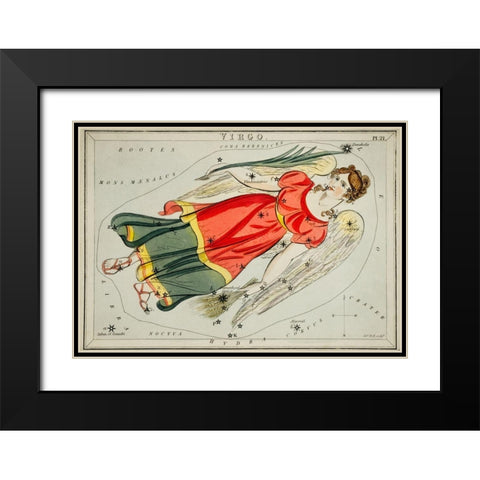 Astronomical chart illustration of the Virgo Black Modern Wood Framed Art Print with Double Matting by Hall, Sidney
