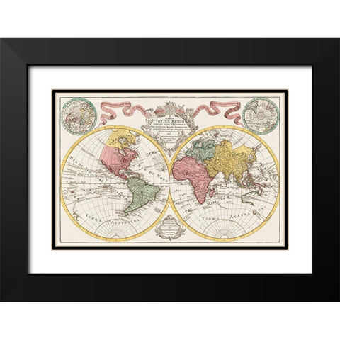 A map of the world 1775 Black Modern Wood Framed Art Print with Double Matting by L isle, de Guillaume
