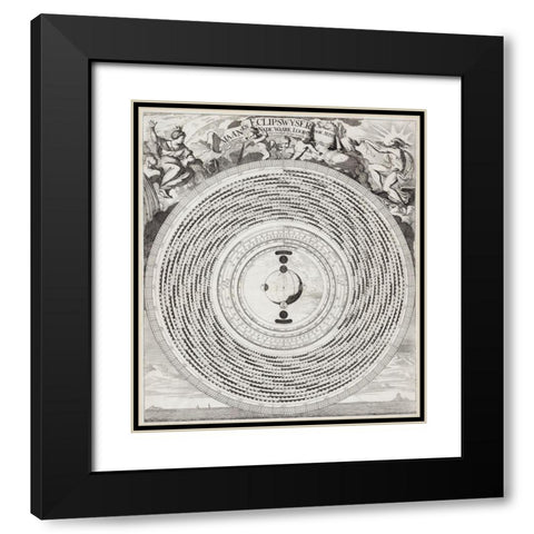 Moon and Eclipse Pointer 1695 Black Modern Wood Framed Art Print with Double Matting by Luyken, Caspar